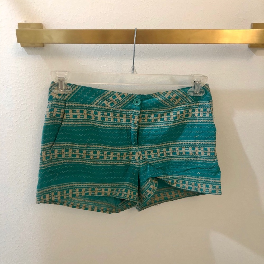 Turquoise Blue Shorts with Detail
